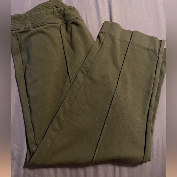 Soft‎ Surroundings Brown Pull On Elastic Waist Thick Crop Pants Sz L - Picture 1 of 10